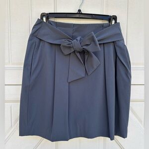 Banana Republic Tie Waist Skirt Blue Gray Pleated Pockets Size 6 Work Office